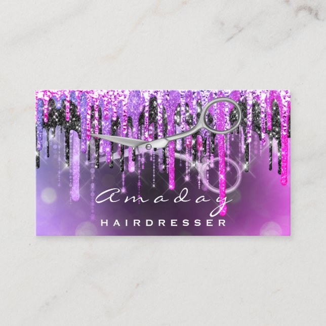 Carte De Visite Ciseaux Coiffeur professionnel Silver Driver Rose (Devant)