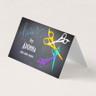 Carte De Visite ciseaux colorés fun coiffeur coiffeur salon gris
