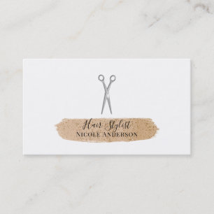 Carte De Visite Ciseaux d'Argent Coiffeur Glitter Chic Pêche