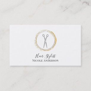 Carte De Visite Ciseaux d'argent Gold Sparkling Cercle Hair Stylis