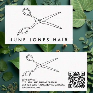 Carte De Visite Ciseaux de cheveux Styliste Chic Barber QR Code Si
