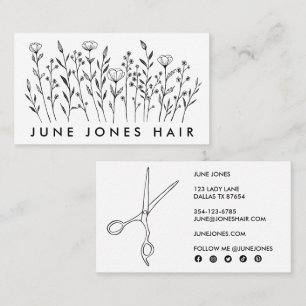 Carte De Visite Ciseaux de cheveux Styliste Fleur sauvage élégant 