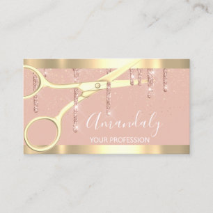 Carte De Visite Ciseaux de coiffeur moderne Rose or Blush