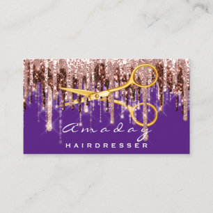 Carte De Visite Ciseaux de coiffeur professionnel Gold Purple