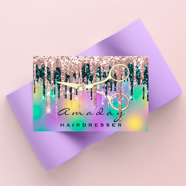 Carte De Visite Ciseaux de coiffeur professionnel Rose QR CODE (Créateur téléchargé)