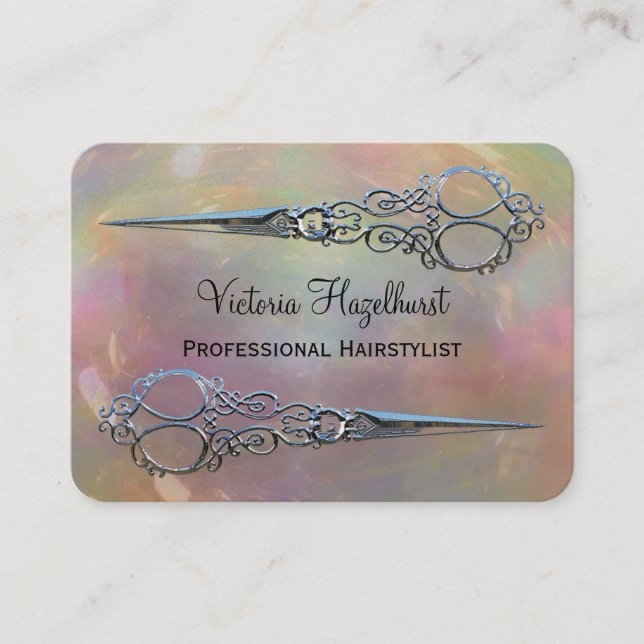 Carte De Visite Ciseaux de double de perle de périls (Devant)