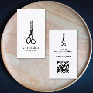 Carte De Visite Ciseaux de la liste de cheveux minimaliste QR