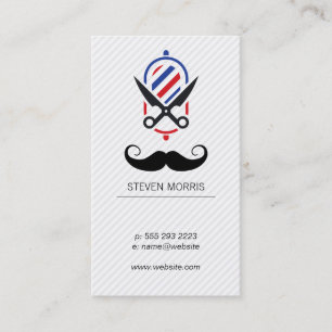 Carte De Visite Ciseaux de moustache et de poteau-barbier