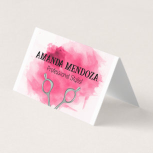 Carte De Visite Ciseaux de salon Aquarelle rouge artistique