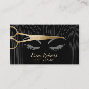 Carte De Visite Ciseaux d'or de coiffeur et noir de salon de