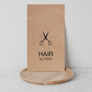 Carte De Visite Ciseaux Élégants en Papier Kraft Noir Coiffeur