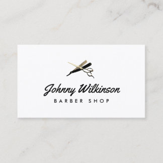 Carte De Visite Ciseaux et rasoir barbier