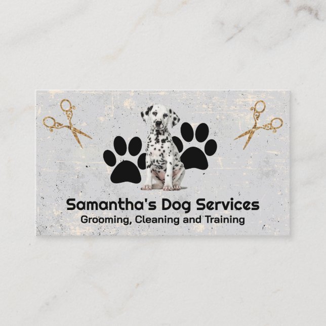 Carte De Visite Ciseaux fantaisistes | Paw chien | Chiot dalmate (Devant)