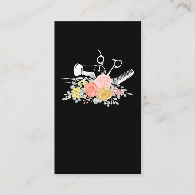 Carte De Visite Ciseaux Fleur Femmes Coiffeuse Stylo Coiffeuse (Devant)