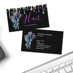 Carte De Visite Ciseaux holographiques de typographie de coiffeur