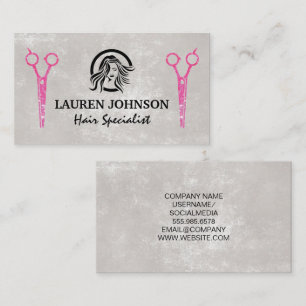 Carte De Visite Ciseaux Magenta Parties scintillant Salon Logo B