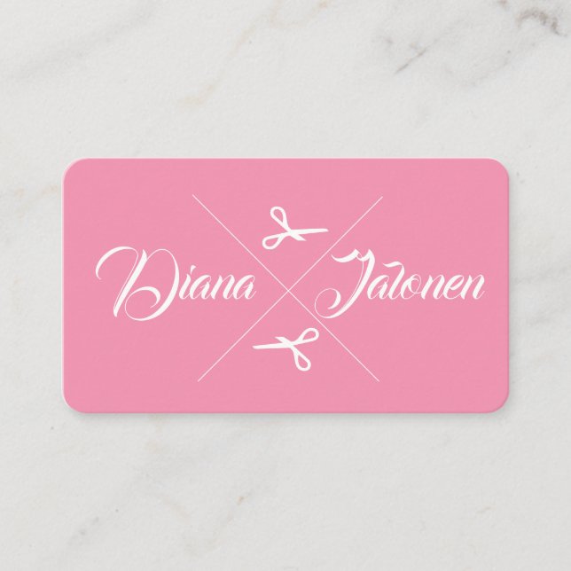 Carte De Visite Ciseaux modernes Stylo cheveux Grapefruit rose (Devant)