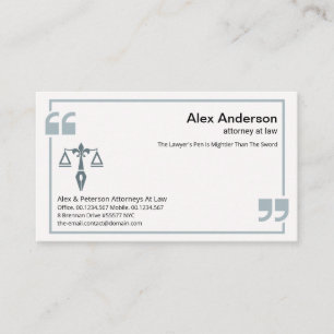 Carte De Visite Citation Bleue Mark Frame Droit Scales De Justice
