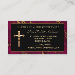 Carte De Visite Citation de l'Écriture en marbre crucifix