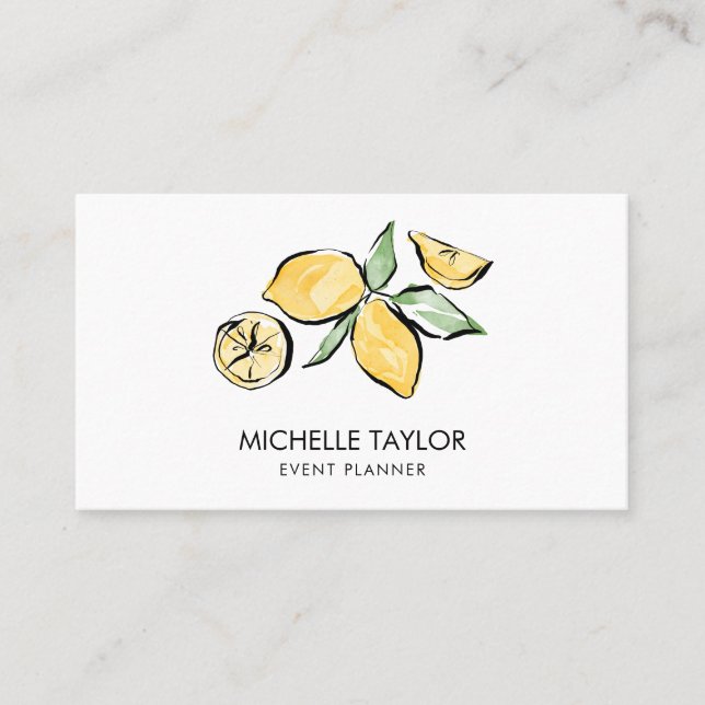 Carte De Visite Citron Été Tropical Citrus Moderne Fille Événement (Devant)