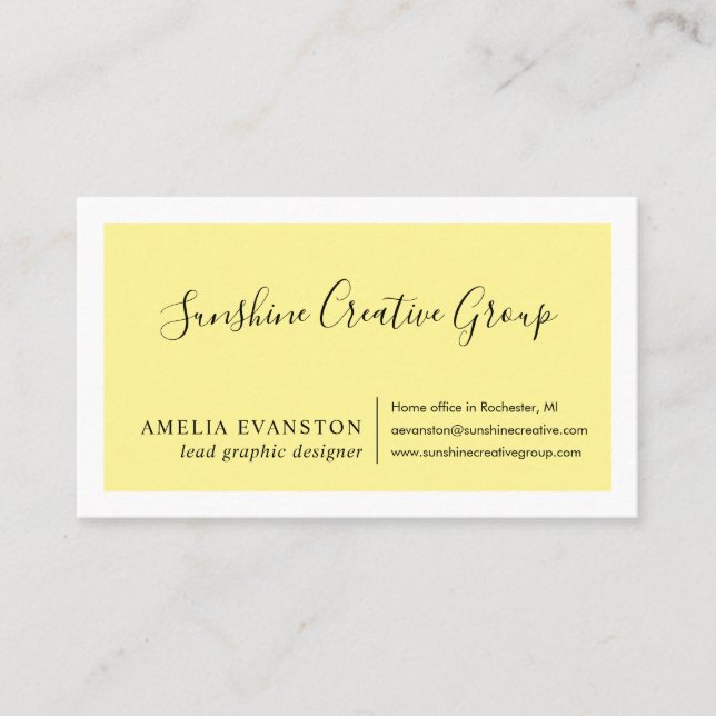 Carte De Visite Citron jaune minimal moderne (Devant)
