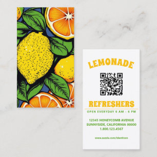 Carte De Visite citrons citrons d'art populaire avec code QR