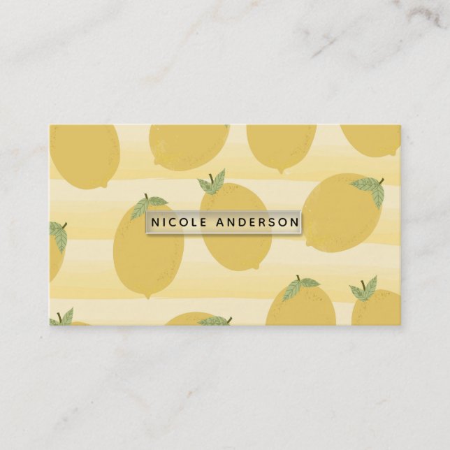 Carte De Visite Citrons jaunes Fruits d'été Aquarelle amusante (Devant)