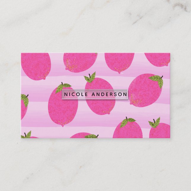 Carte De Visite Citrons roses Lemonade Fruits d'été amusants (Devant)