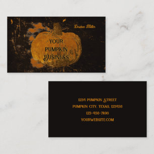 Carte De Visite Citrouille Automne Vintage Orange noir Grunge Text