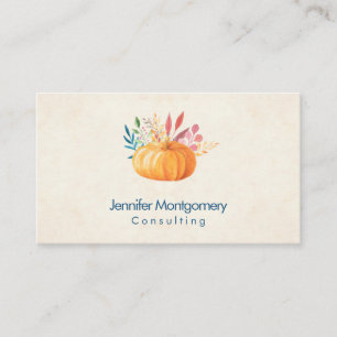 Carte De Visite Citrouille d'aquarelle orange sur Faux Parchment