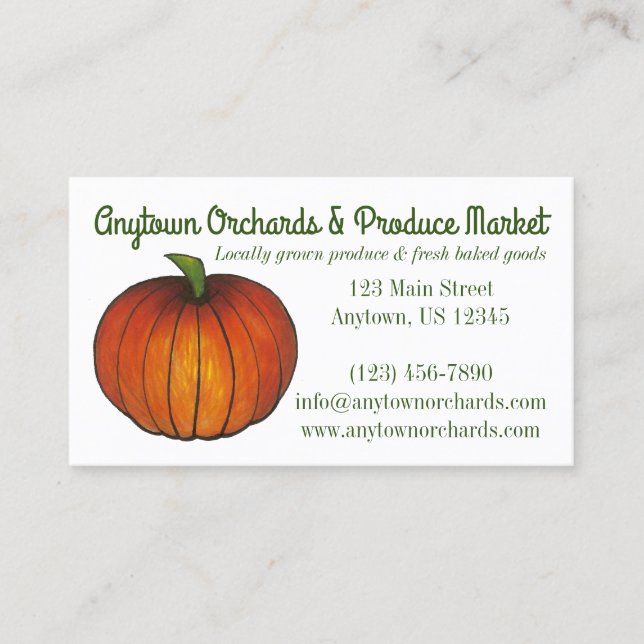 Carte De Visite Citrouille Farm Farmstand Harvest Orchard Fall (Devant)