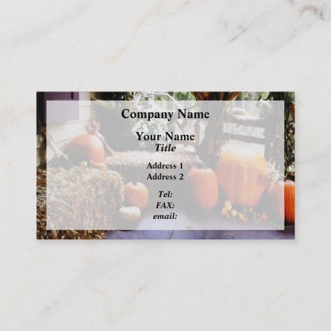 Carte De Visite Citrouilles sur Porch (Devant)