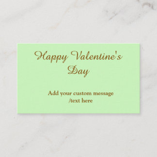 Carte De Visite Citrus green brown happy Valentine's day simple 