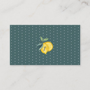 Carte De Visite Citrus jaune citron et point de Polka de feuillage