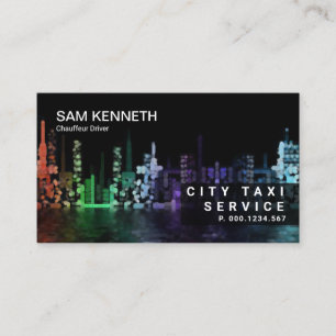 Carte De Visite City Lights Bokeh Night Shift Taxi Driver