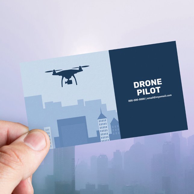 Carte De Visite City Skyline - Pilote de drone (City Skyline - Drone Pilot Business Card)