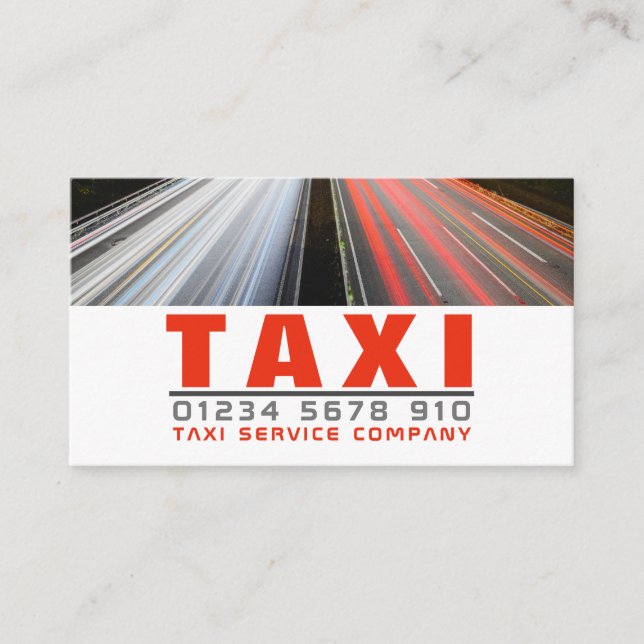 Carte De Visite City Street Lights, Taxi Cab Firme, Tarifs (Devant)