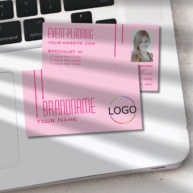 Carte De Visite Clair Bébé rose avec logo et photo simple (Créateur téléchargé)