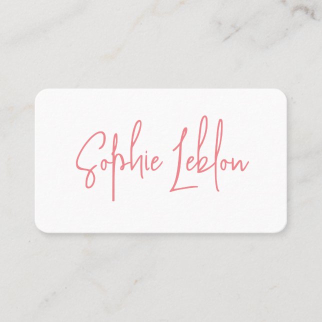 Carte De Visite Clair calligraphie simple élégante (livre blanc) (Devant)