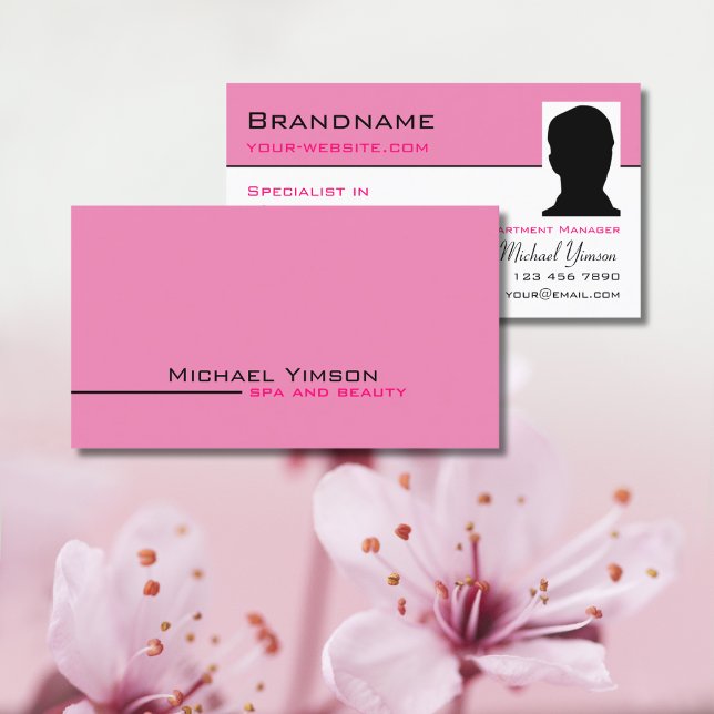 Carte De Visite Clair rose et blanc chic avec Photo Professional (Créateur téléchargé)