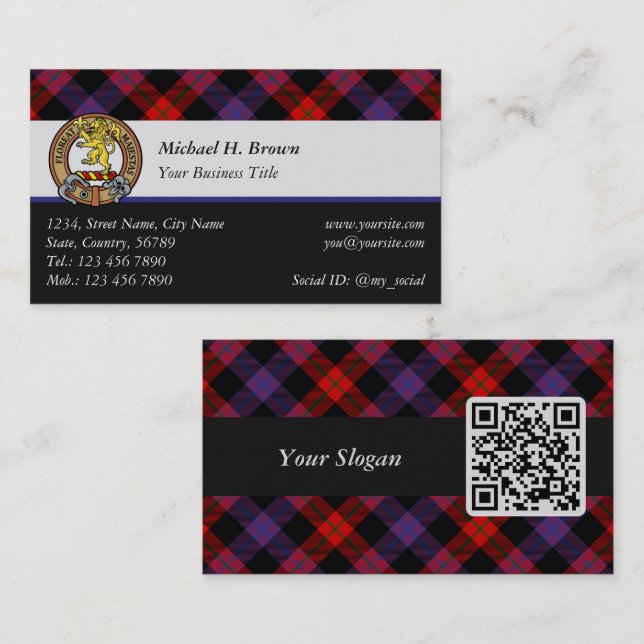 Carte De Visite Clan Brown Crest sur Tartan (Devant / Derrière)