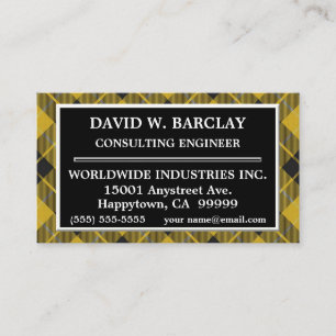 Carte De Visite Clan écossais Barclay jaune Tartan noir plaid