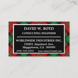 Carte De Visite Clan écossais Boyd Tartan Plaid
