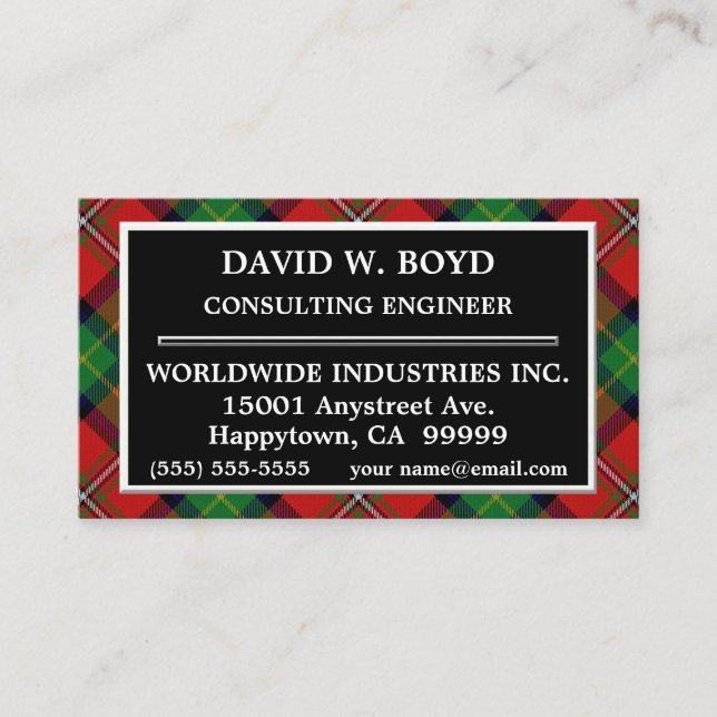 Carte De Visite Clan écossais Boyd Tartan Plaid (Devant)
