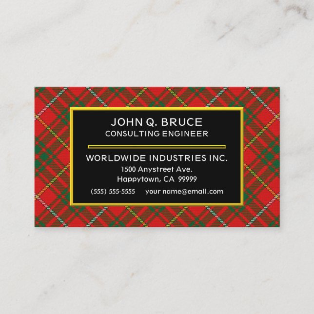 Carte De Visite Clan écossais Bruce Tartan Plaid (Devant)