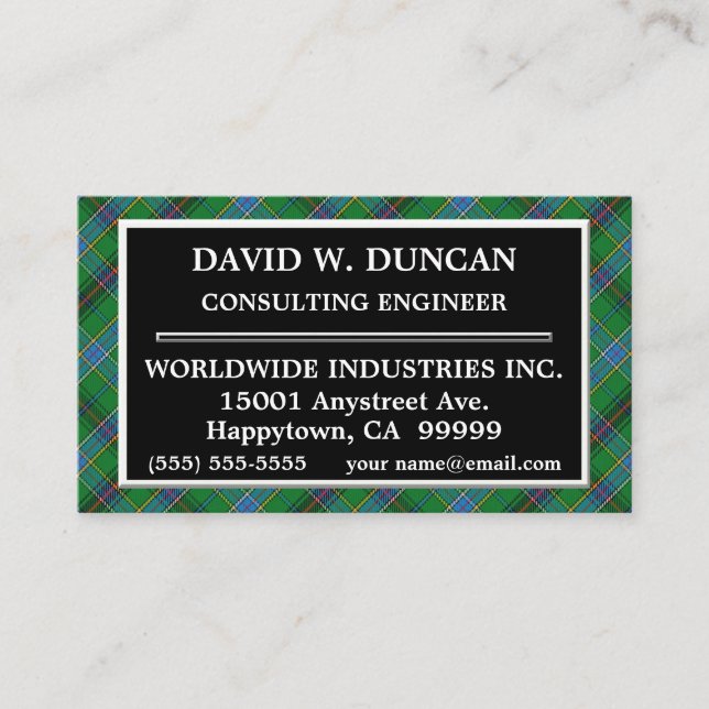 Carte De Visite Clan écossais Duncan Tartan Plaid (Devant)