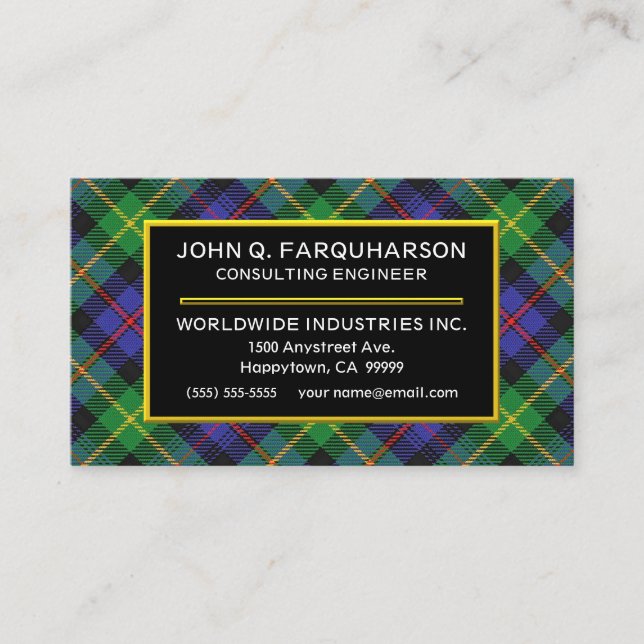 Carte De Visite Clan écossais Farquharson Tartan Plaid (Devant)