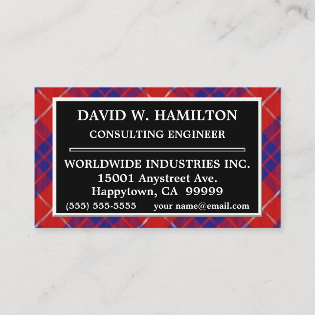 Carte De Visite Clan écossais Hamilton Tartan Plaid (Devant)
