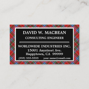 Carte De Visite Clan écossais MacBean MacBain Tartan Plaid