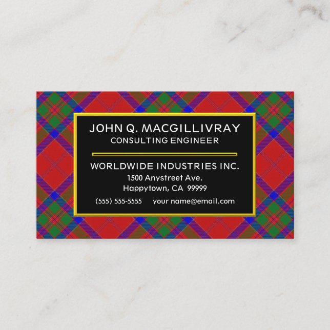 Carte De Visite Clan écossais MacGillivray Tartan Plaid (Devant)